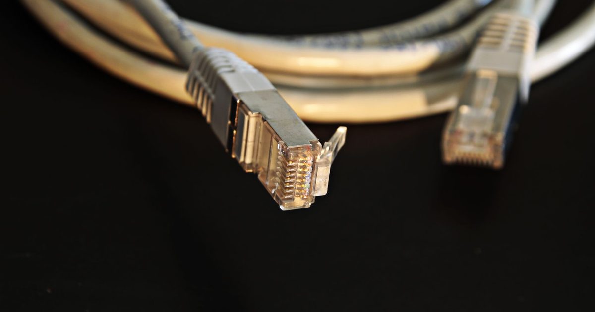 two ethernet cable connectors on a dark background